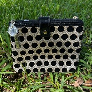 Dior Makeup Bag Black and Gold Polka Dot NWT